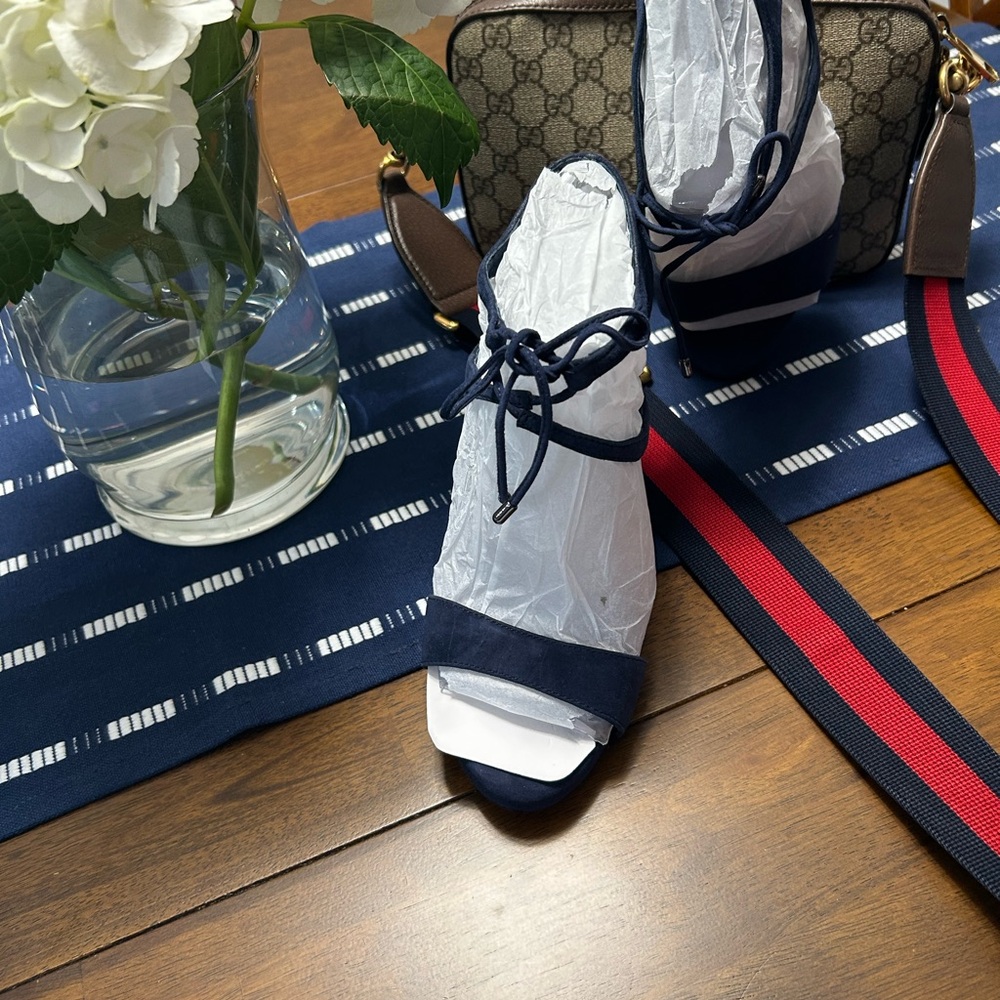 Antonio Melani Navy Suede Strappy Heels